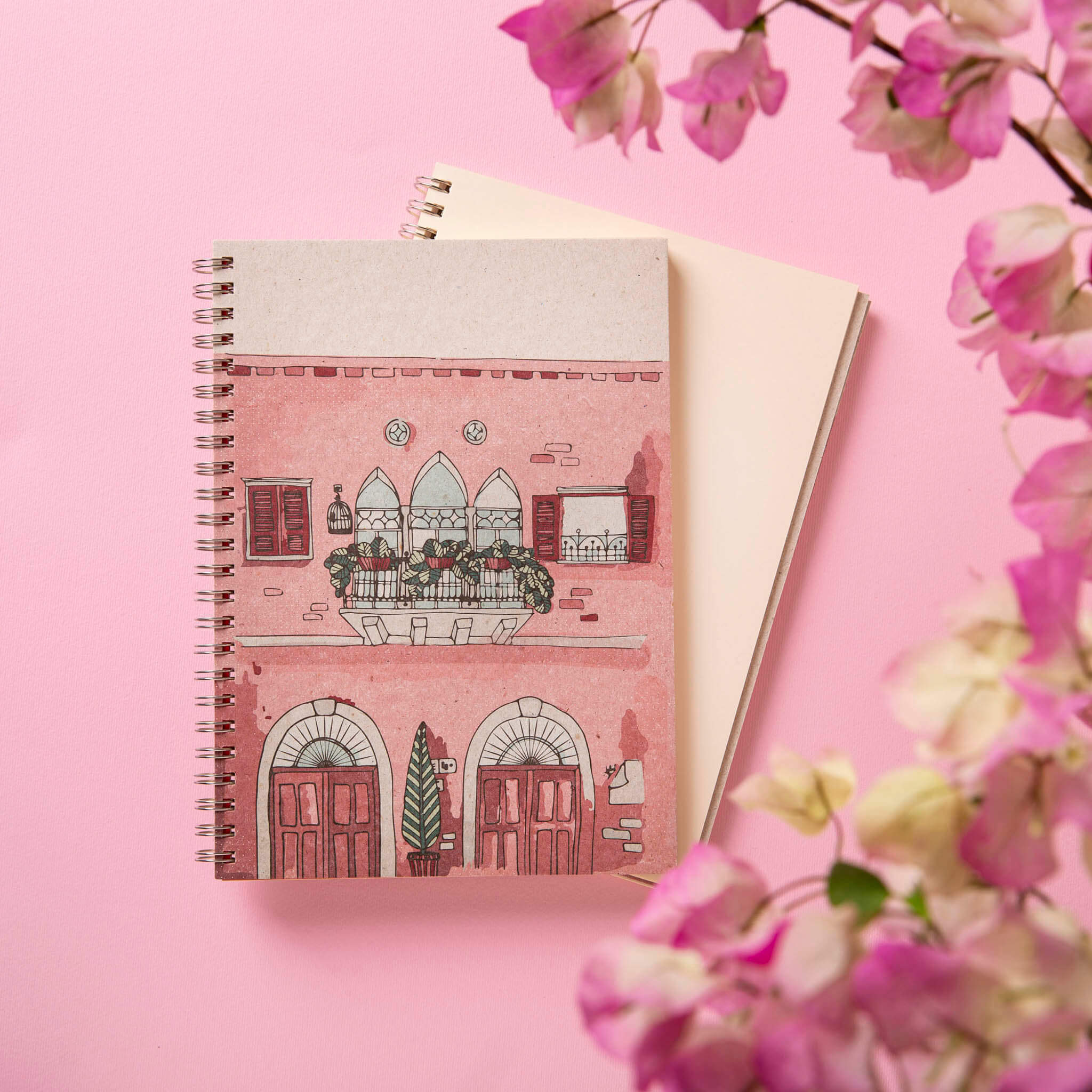 Pink Balcony Plain - A5 Spiral Notebook